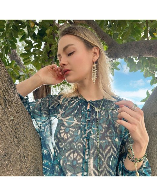 Farra Green Gemstones Beaded Open-Ended Versatile Long Necklace