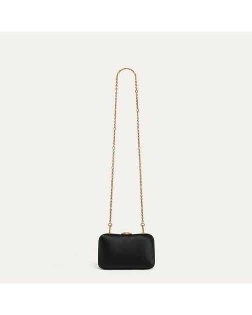 Lulu Guinness Black Satin Hayworth Clutch Bag