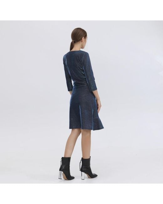 Smart and Joy Black Cross-Heart Fit-And-Flare Tiered Ruffle Shiny Dress