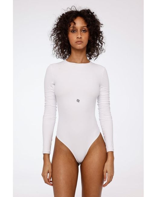 GOD SAVES QUEENS White Second Skin Long Sleeve Crew-Neck Bodysuit