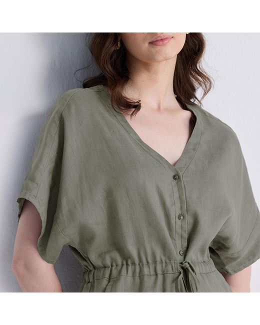 REISTOR Green V Neck Drawstring Romper