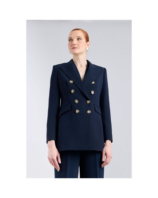 The Extreme Collection Blue Double-Breasted Tailored Blazer