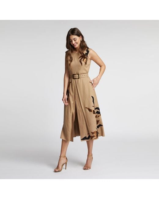 ALINA CERNĂTESCU Natural Neutrals Argus Embroided Dark Linen Dress