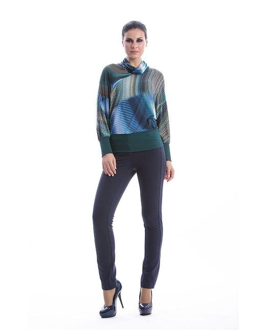 Conquista Blue Polo Neck Top