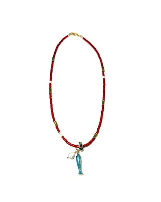 Rachel Nathan Metallic Bamboo Coral & Nautical Charms Necklace