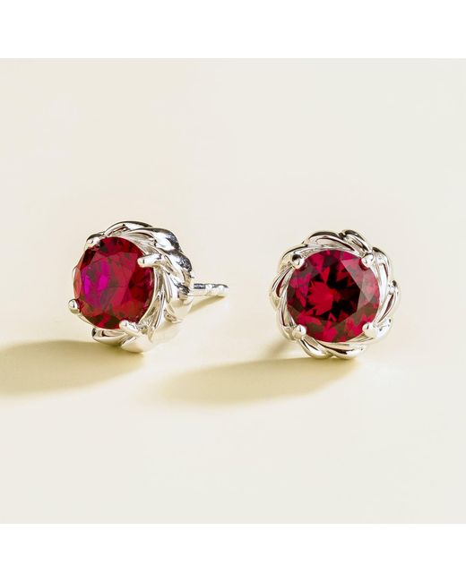 Juvetti Red Tonn White Gold Earrings Set With Ruby