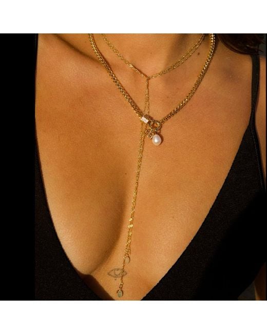Alexie of Athens Metallic Fira Rose Quartz & Averturine Stone Tie Lariat