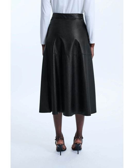 James Lakeland Black A Line Faux Leather Skirt