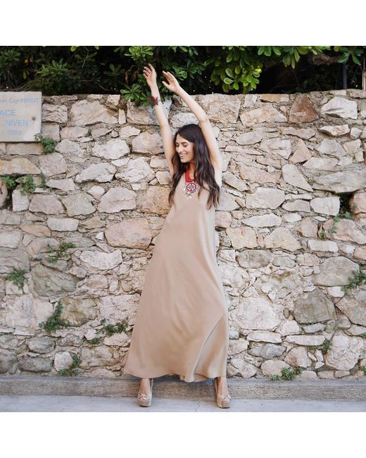 Teodora Milano Natural Neutrals Porto Rafael Silk Long Dress