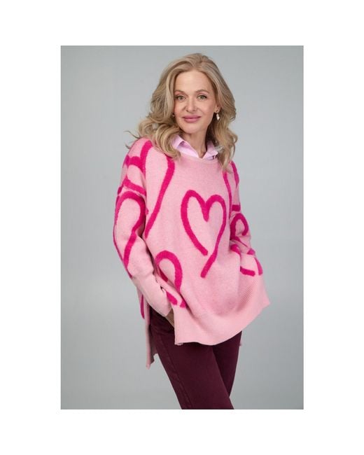 Saachi Pink Whimsical Heart Sweater