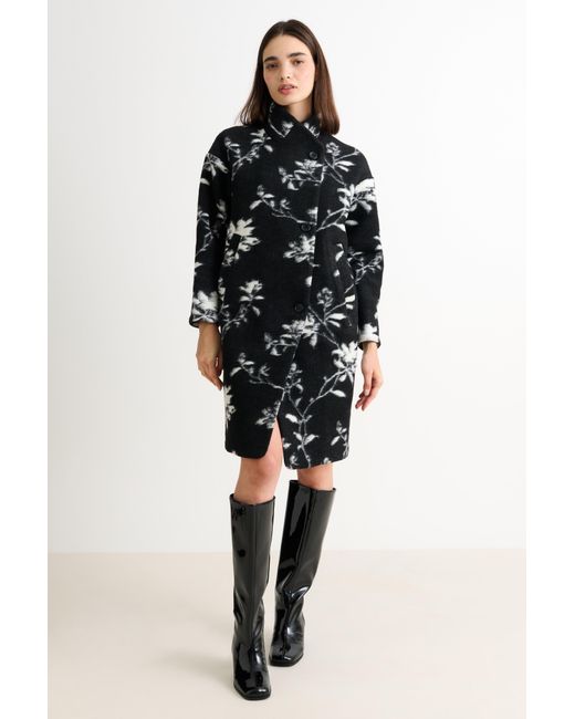 Louche Black Donalda Power Bloom Funnel Neck Coat
