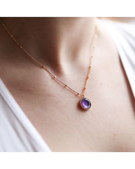 Auree Jewellery Metallic Barcelona February Birthstone Necklace Amethyst