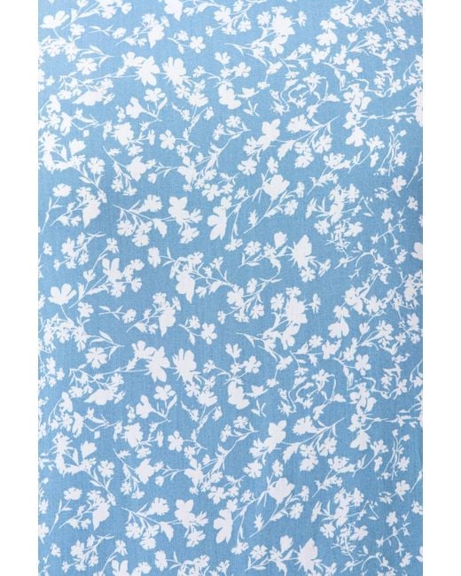 Louche Blue Inesa Negative Floral Print Short Sleeve Midi Shirt Dress