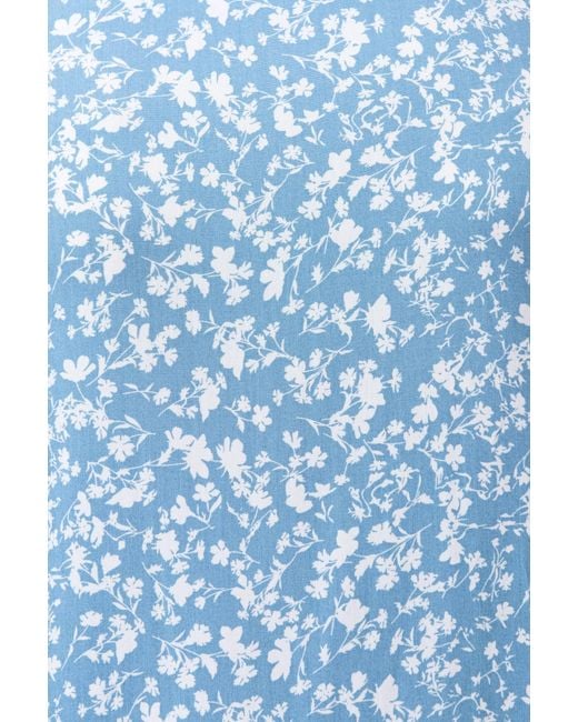 Louche Blue Inesa Negative Floral Print Short Sleeve Midi Shirt Dress