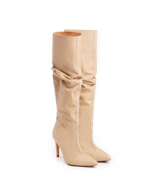 The 5Th Element Natural Neutrals Dune Light Ruched High-Heel Boots
