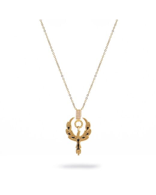 Ebru Jewelry Metallic Golden Phoenix Rising Guardian Necklace