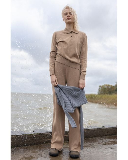 SALANIDA Natural Neutrals Galante 100% Merino Polo Top