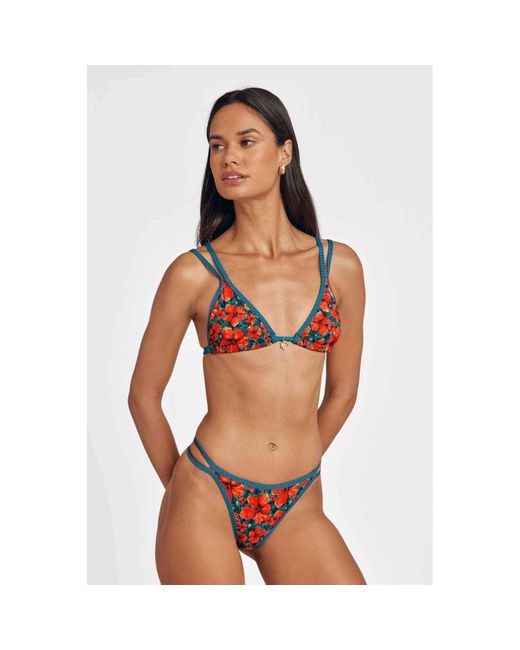 Blackbough Swim Red Minna Double Strap Triangle Top Paradise Blooms