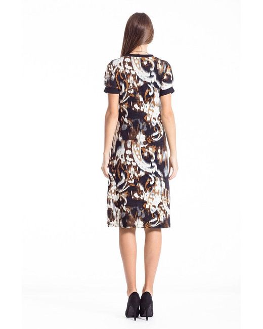 Conquista Black Allover Print A Line Dress