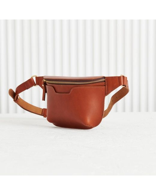 VIDA VIDA Brown Structured Tan Leather Sling Bum Bag