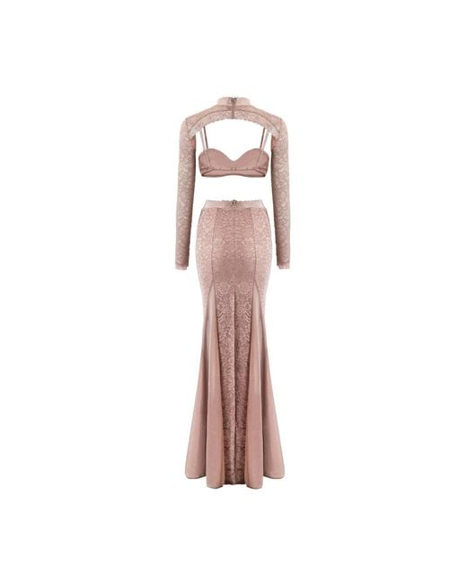OW Collection Pink Naia Lace Maxi Dress