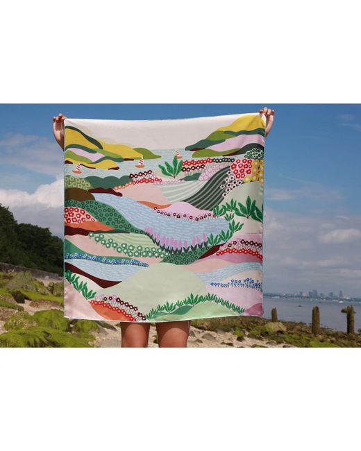 Jessie Zhao New York Blue Double Sided Silk Scarf Of Summer