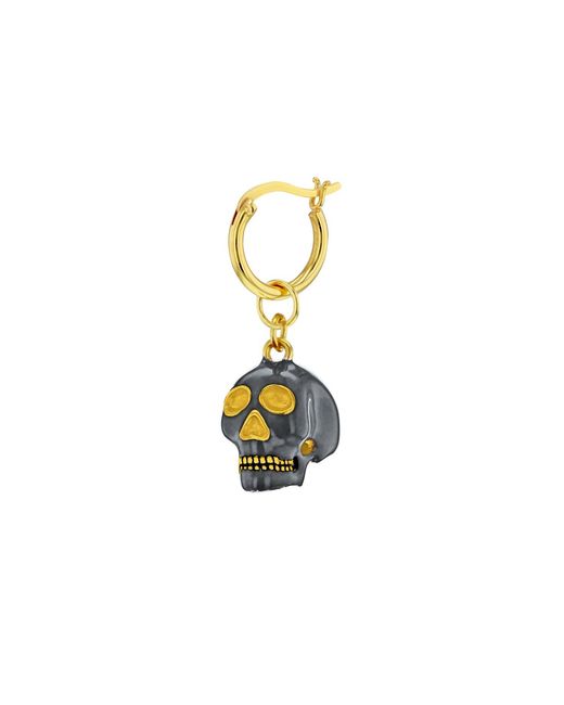 True Rocks Gray Gun Metal Sterling Mini Pill Charm On Gun Metal Hoop Earring for men