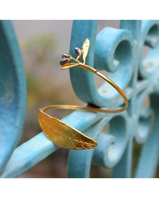 Mother Nature Jewelry Metallic Leaf Bracelet, Handmade Statement Cuff