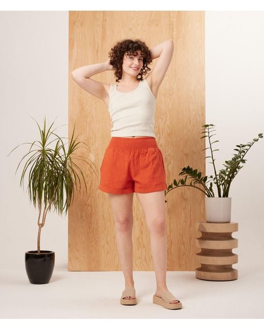 Known Supply Red Gauze Shorts