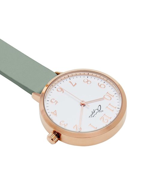 Bermuda Watch Company Green Rose Annie Apple Meraki Rose Sage Leather Nurse Fob Watch