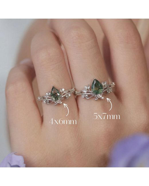 Azura Jewelry New York Metallic Lotus Moss Agate Ring Vermeil