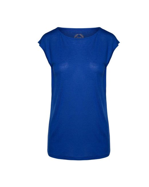 Conquista Blue Sleeveless Micromodal Cashmere Blend Top