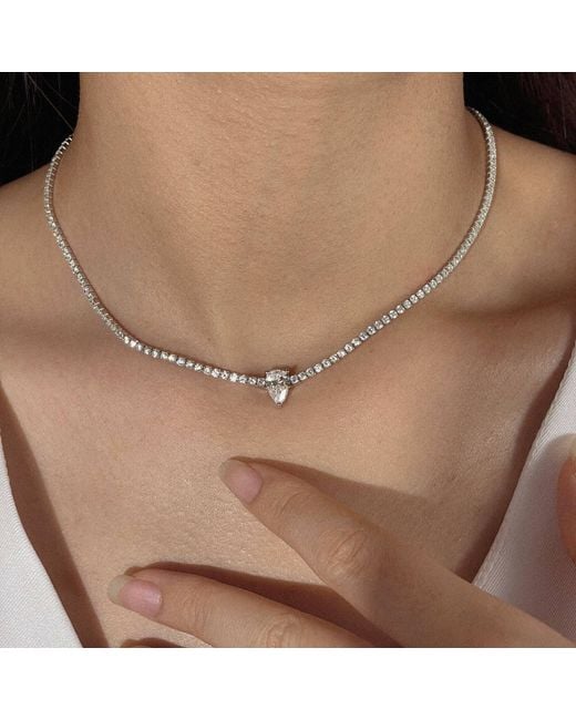 Diamonbliss Natural Marilyn Monroe Solo Pear Tennis Necklace