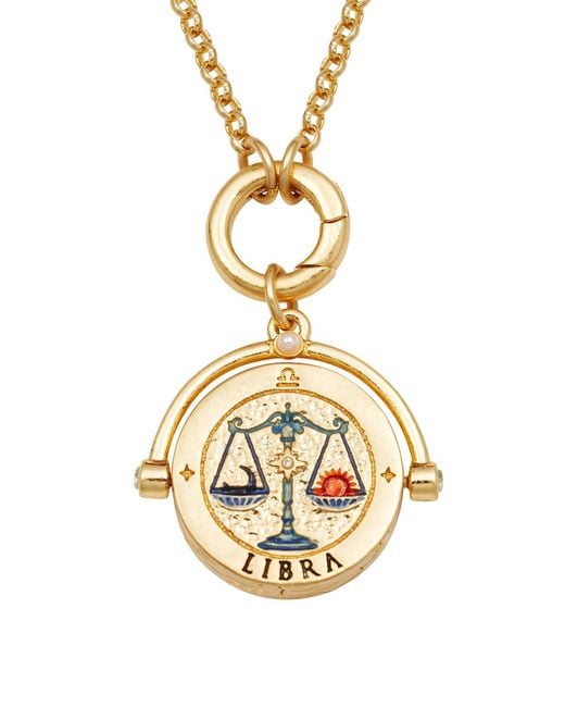 Fable England Metallic Libra Zodiac Spinner Necklace