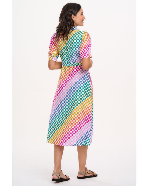 Sugarhill White Penelope Midi Shirt Dress Multi, Checkerboard