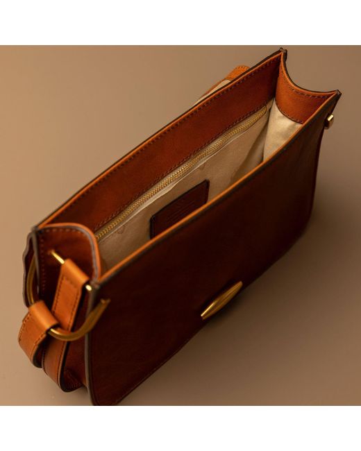 Time Resistance Brown Leather Flap Bag For