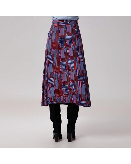 Smart and Joy Purple Graphic Print Trapeze Midi Skirt