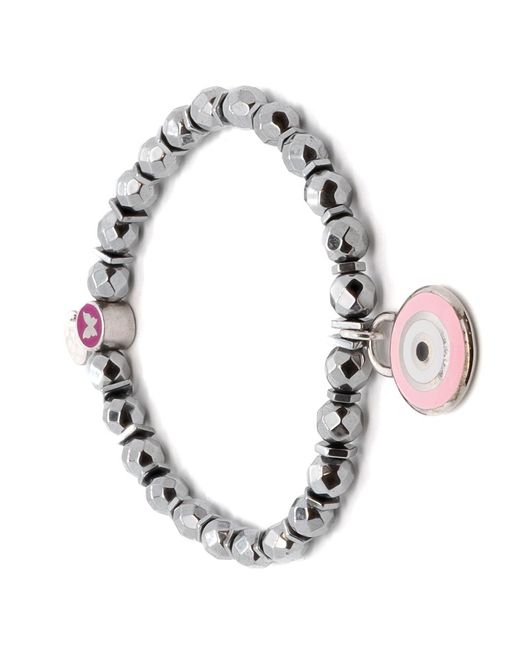 Ebru Jewelry Metallic Spiritual Pink Evil Eye Bracelet