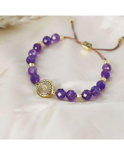 Seven Saints Metallic Crown Chakra Amethyst Spiritual Healing And Stress Relief Bracelet