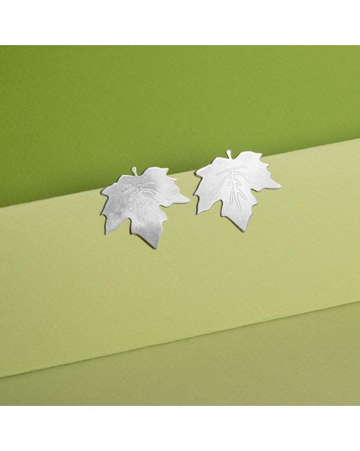 Silver Moon Metallic Maple Leaf Sterling Earrings