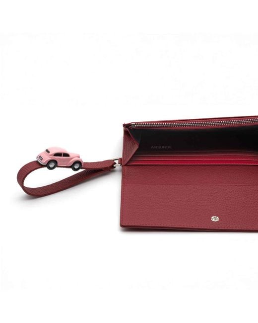 Absurde Red Parking Burgundy Leather Bifold Wallet