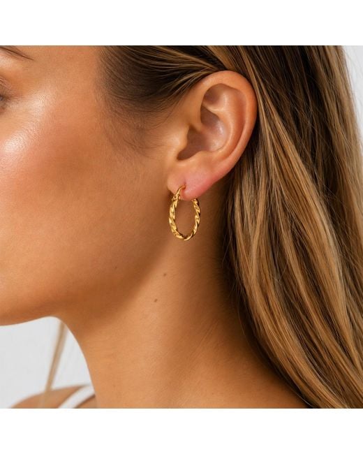 Gold & Honey Metallic Twisted Huggie Earrings