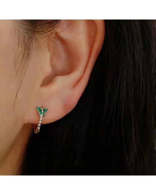 Angel Barocco Metallic Butterfly Gem Hoop Earrings