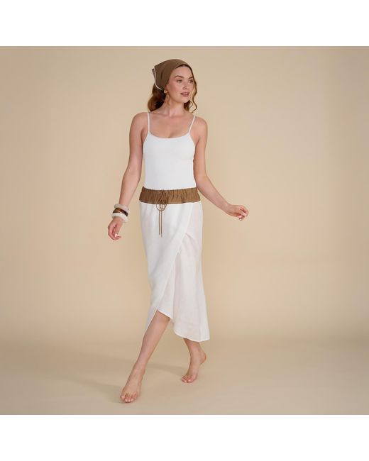 The Summer Edit Gray Stella Luxe Linen Skirt