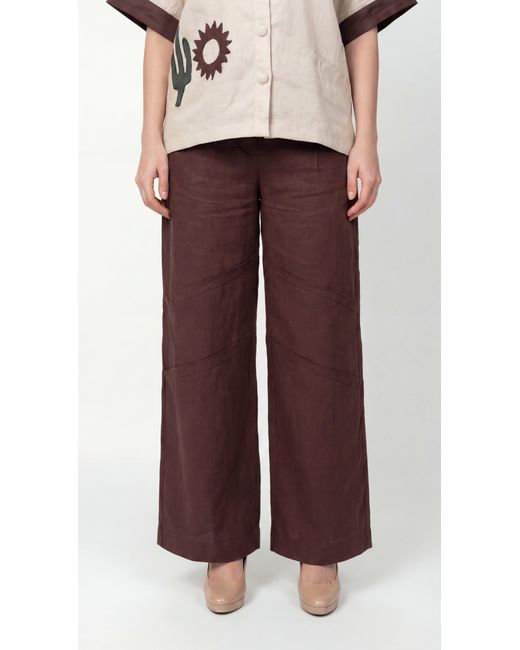 Muda Clothing Fz Llc Brown Emara Linen Pant