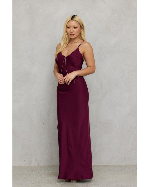 Why Mary Purple Isis Bias Maxi Slip Dress