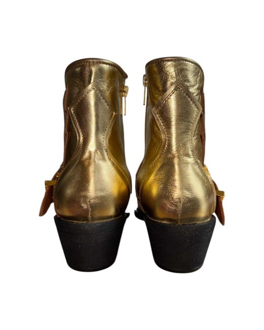 Any Old Iron Brown Golden Fancy Nancy Leather Ankle Boots