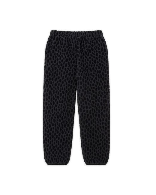 Éclectique Black Leopard Fleece Pants for men