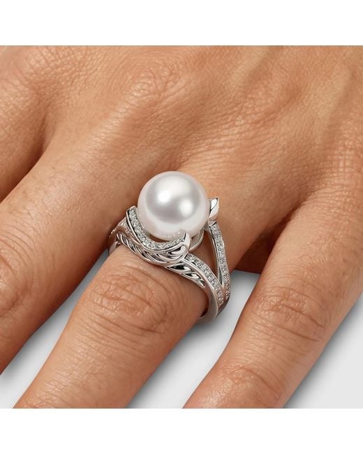 Daneila Léon White Persian Shield Pearl & Lab Diamond Ring