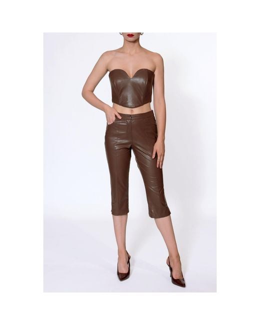 AGGI by HALEWSKI Brown Capri Dakota Chocolate Below Short Pants